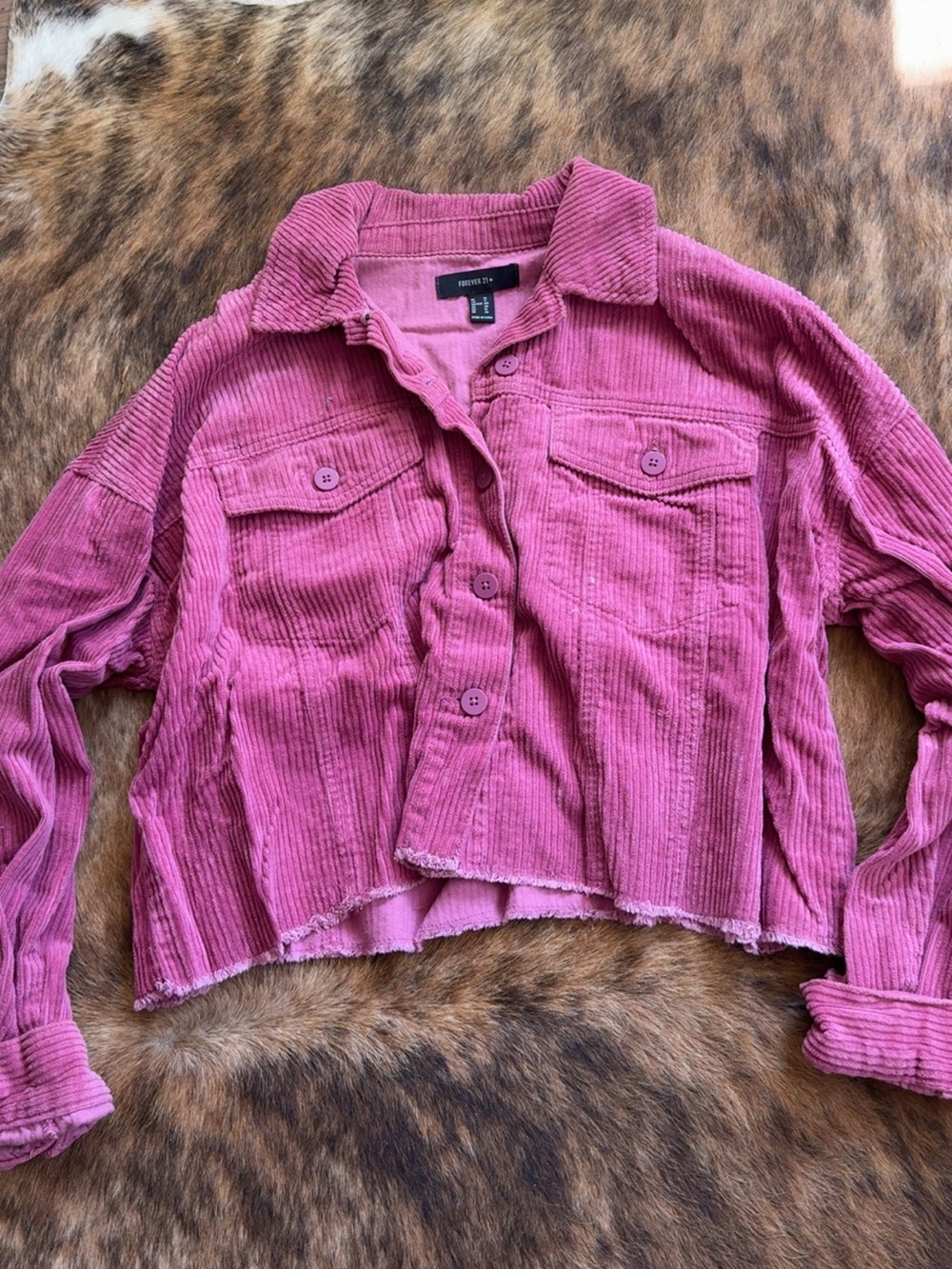 Forever 21 Pink Corduroy Crop Jacket